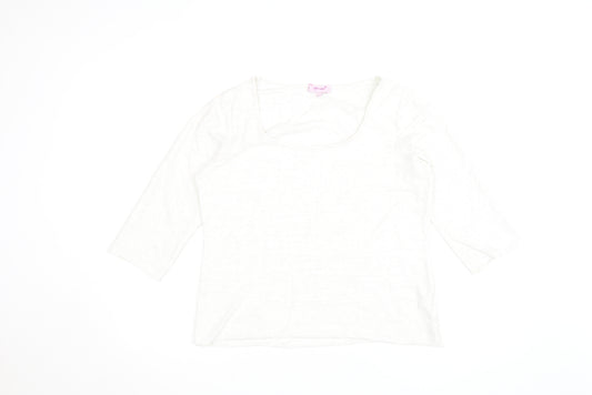 Marks and Spencer Per Una Women's White 3/4 Sleeve Basic T-Shirt Size 16