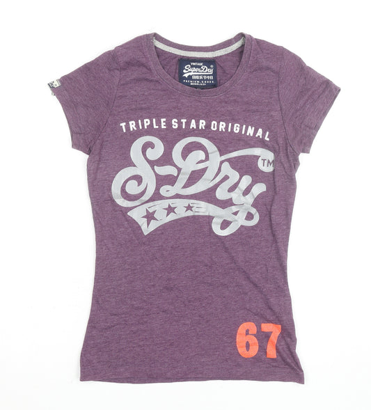 Superdry Women's Purple XS Slim Fit Graphic T-Shirt