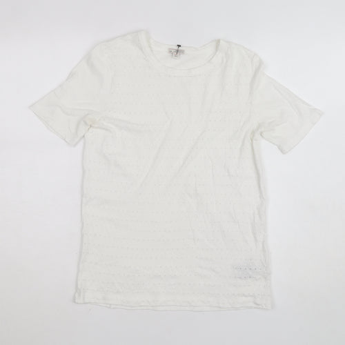 Gap Women’s White Polka Dot Cotton Blend Crew Neck T-Shirt XS