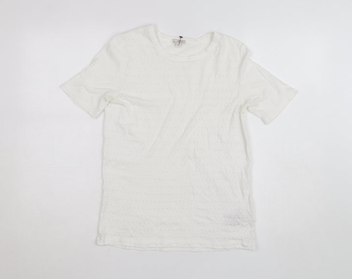 Gap Women’s White Polka Dot Cotton Blend Crew Neck T-Shirt XS