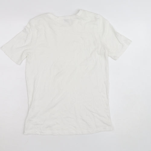 Gap Women’s White Polka Dot Cotton Blend Crew Neck T-Shirt XS