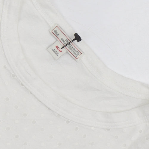 Gap Women’s White Polka Dot Cotton Blend Crew Neck T-Shirt XS