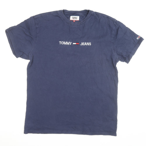 Tommy Jeans Men's Blue Cotton Logo T-Shirt Size M Short Sleeve