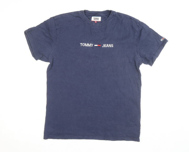 Tommy Jeans Men's Blue Cotton Logo T-Shirt Size M Short Sleeve