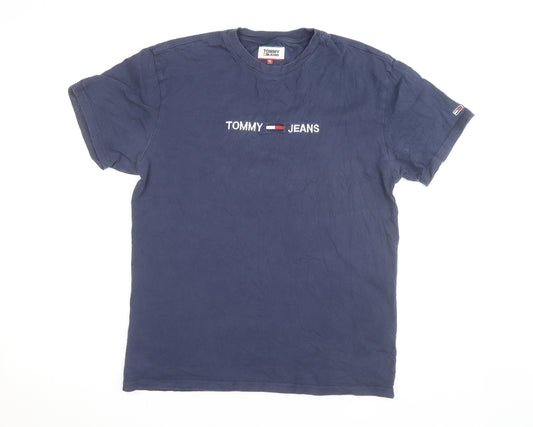 Tommy Jeans Men's Blue Cotton Logo T-Shirt Size M Short Sleeve