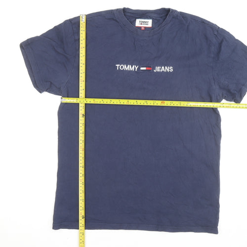 Tommy Jeans Men's Blue Cotton Logo T-Shirt Size M Short Sleeve