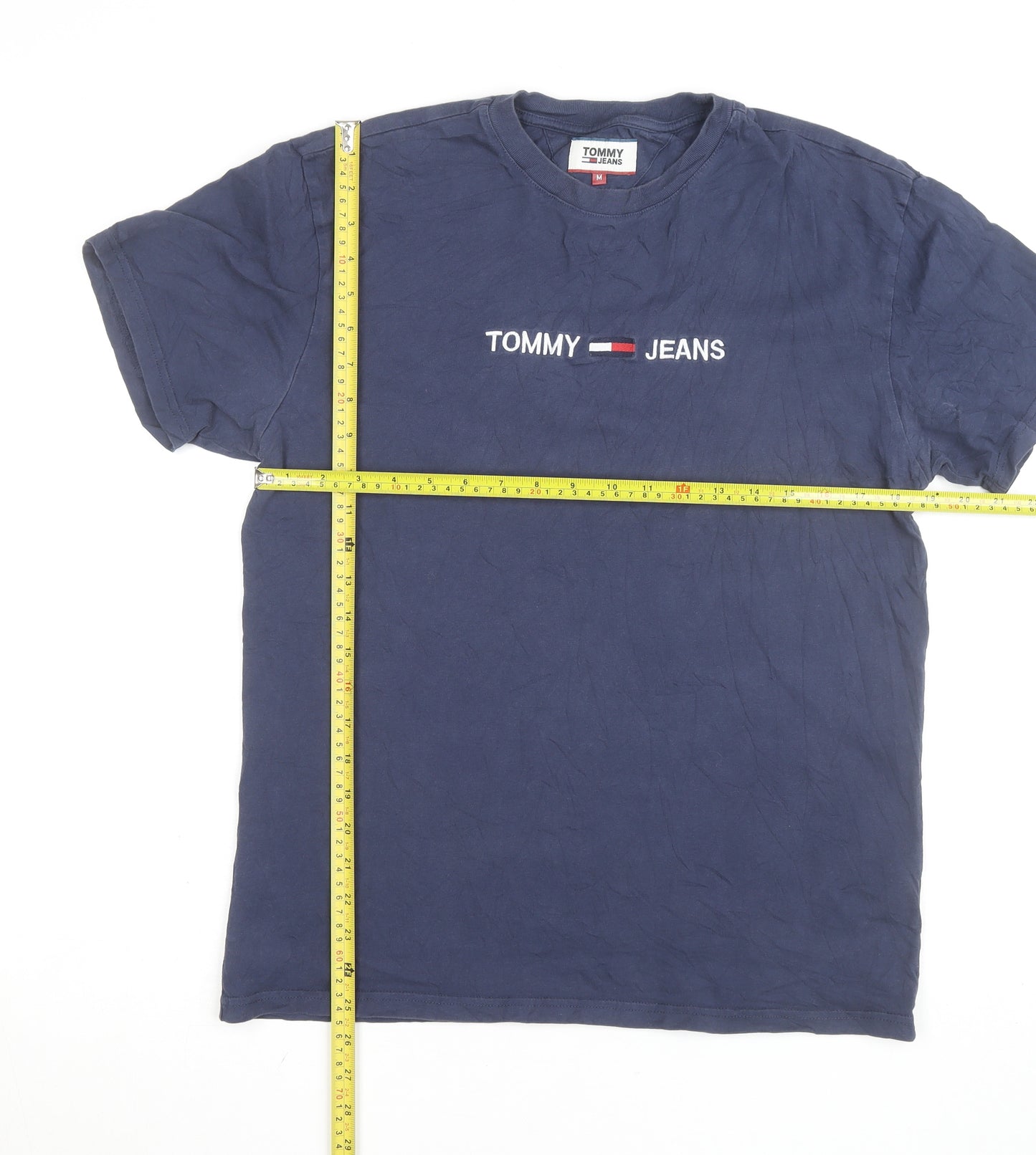 Tommy Jeans Men's Blue Cotton Logo T-Shirt Size M Short Sleeve