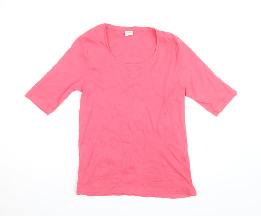 Cotton Traders Women's Pink 100% Cotton Basic Short Sleeve T-Shirt Size 10