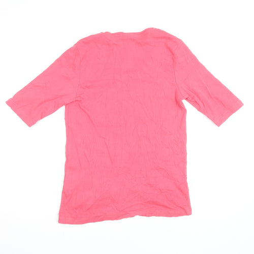 Cotton Traders Women's Pink 100% Cotton Basic Short Sleeve T-Shirt Size 10