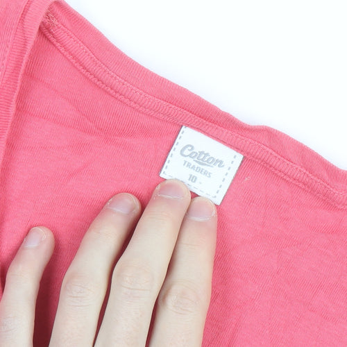 Cotton Traders Women's Pink 100% Cotton Basic Short Sleeve T-Shirt Size 10