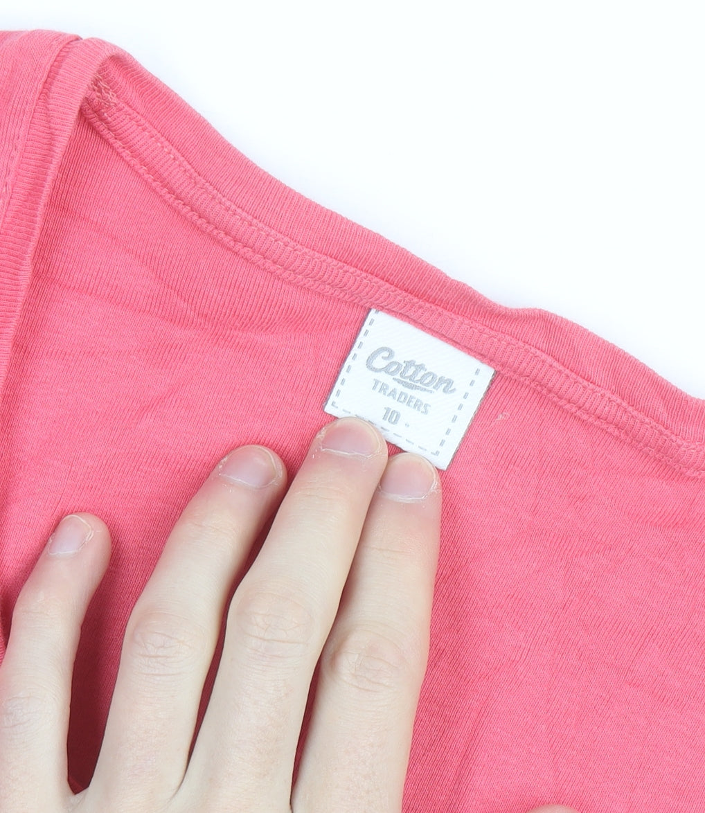 Cotton Traders Women's Pink 100% Cotton Basic Short Sleeve T-Shirt Size 10