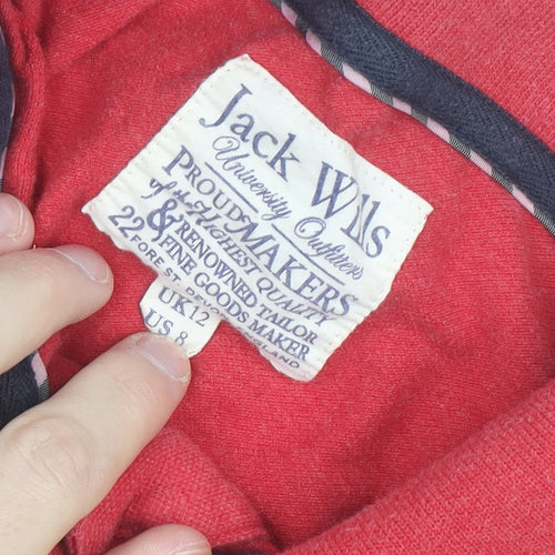 Jack Wills Women's Red Short Sleeve Cotton Polo Shirt UK 12