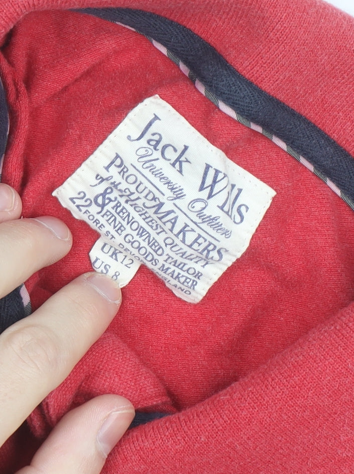 Jack Wills Women's Red Short Sleeve Cotton Polo Shirt UK 12