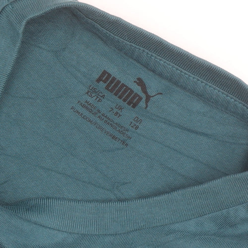 Puma Boys Blue 7-8 Years Graphic Logo Crew Neck Cotton T-Shirt