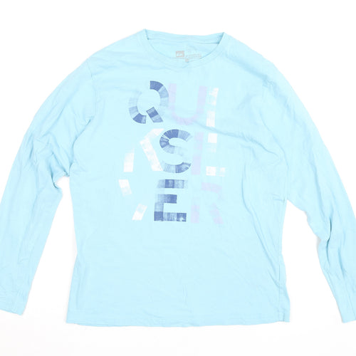Quiksilver Mens Blue Long Sleeve Organic Cotton Surf Graphic Top L