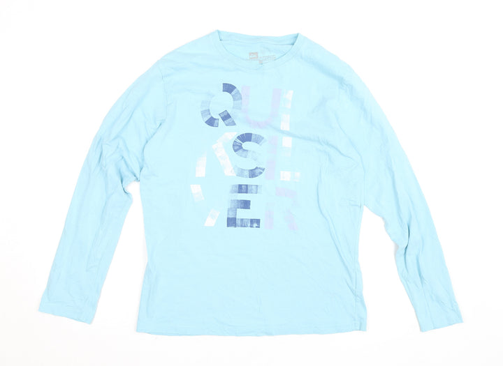 Quiksilver Mens Blue Long Sleeve Organic Cotton Surf Graphic Top L