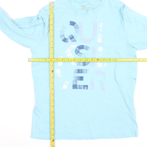 Quiksilver Mens Blue Long Sleeve Organic Cotton Surf Graphic Top L