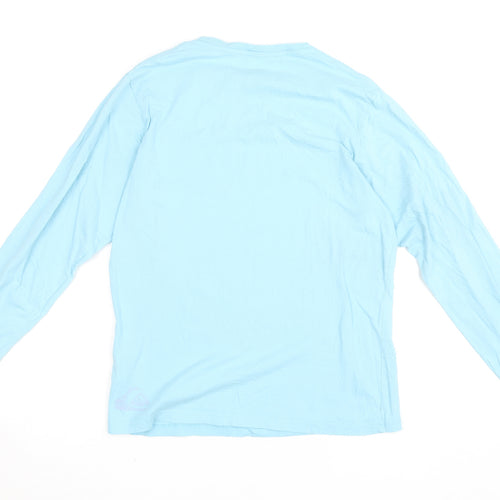 Quiksilver Mens Blue Long Sleeve Organic Cotton Surf Graphic Top L