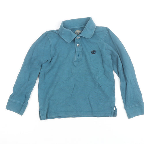 Timberland Boys Blue Long Sleeve Cotton Polo Shirt Size 6 Years