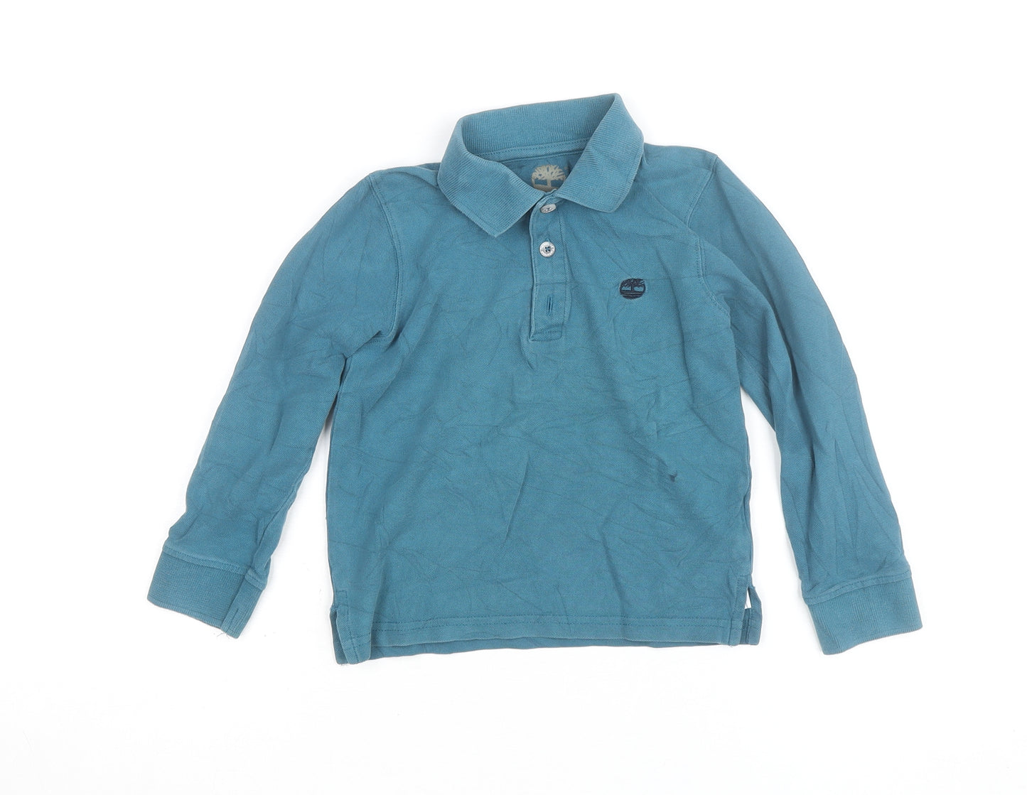 Timberland Boys Blue Long Sleeve Cotton Polo Shirt Size 6 Years