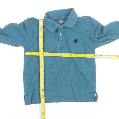 Timberland Boys Blue Long Sleeve Cotton Polo Shirt Size 6 Years