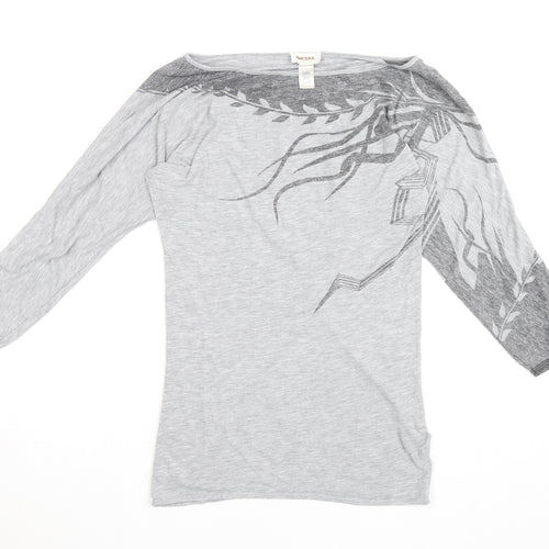 Diesel Womens Grey XS Boat Neck 3/4 Sleeve Jersey T-Shirt