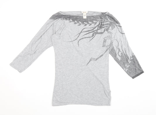 Diesel Womens Grey XS Boat Neck 3/4 Sleeve Jersey T-Shirt