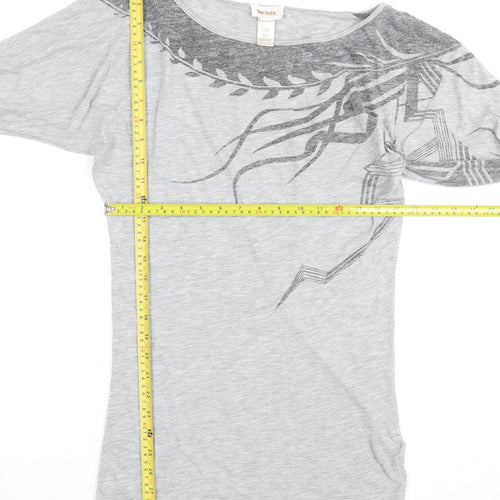 Diesel Womens Grey XS Boat Neck 3/4 Sleeve Jersey T-Shirt