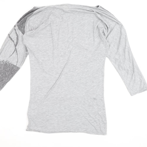 Diesel Womens Grey XS Boat Neck 3/4 Sleeve Jersey T-Shirt
