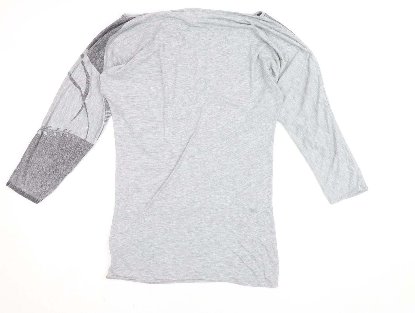 Diesel Womens Grey XS Boat Neck 3/4 Sleeve Jersey T-Shirt