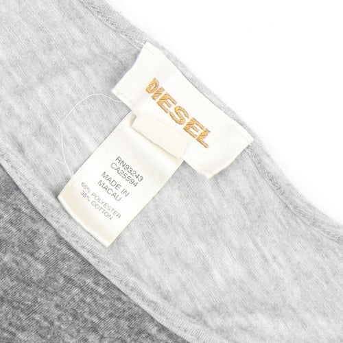 Diesel Womens Grey XS Boat Neck 3/4 Sleeve Jersey T-Shirt