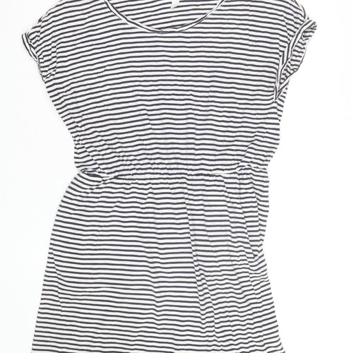H&M Women’s Black White Striped T-Shirt Dress Size L