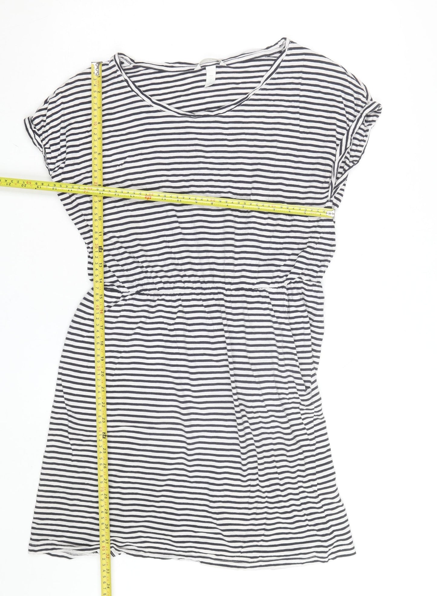 H&M Women’s Black White Striped T-Shirt Dress Size L