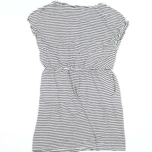 H&M Women’s Black White Striped T-Shirt Dress Size L