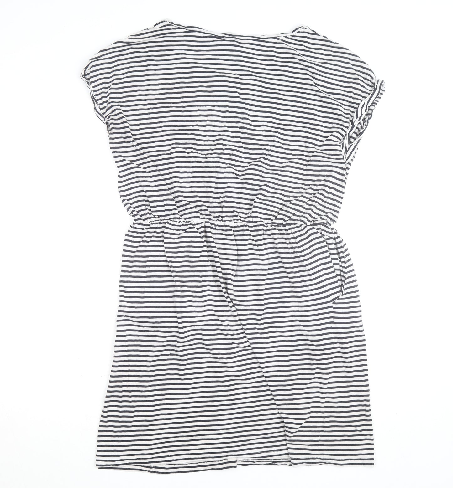 H&M Women’s Black White Striped T-Shirt Dress Size L