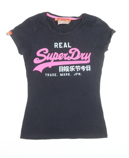 Superdry Womens Black XS Vintage Logo Short Sleeve T-Shirt