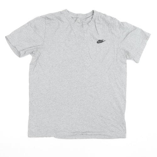 Nike Women's Grey Cotton Crew Neck Short Sleeve T-Shirt M