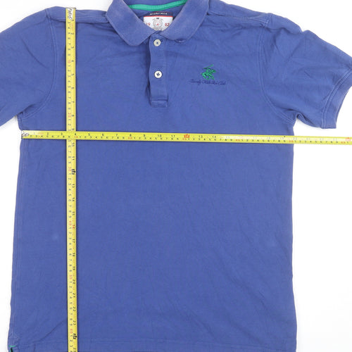 Beverly Hills Polo Club Men's Blue Cotton Polo Shirt Medium