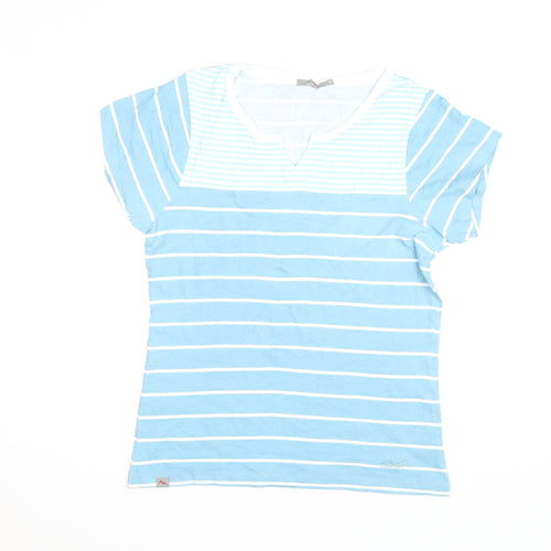 Peter Storm Women's Blue Striped Short Sleeve V-Neck T-Shirt Size 16