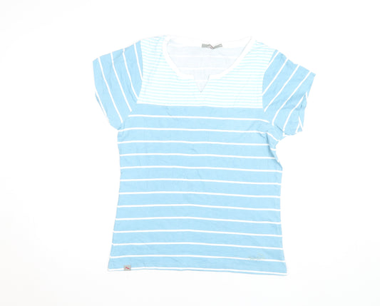 Peter Storm Women's Blue Striped Short Sleeve V-Neck T-Shirt Size 16