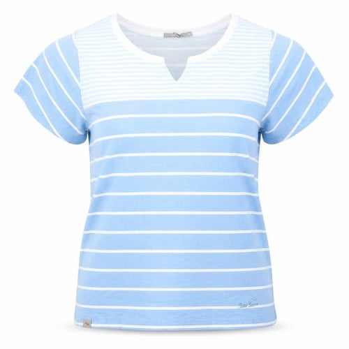 Peter Storm Women's Blue Striped Short Sleeve V-Neck T-Shirt Size 16