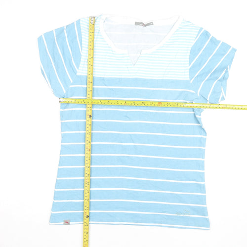 Peter Storm Women's Blue Striped Short Sleeve V-Neck T-Shirt Size 16