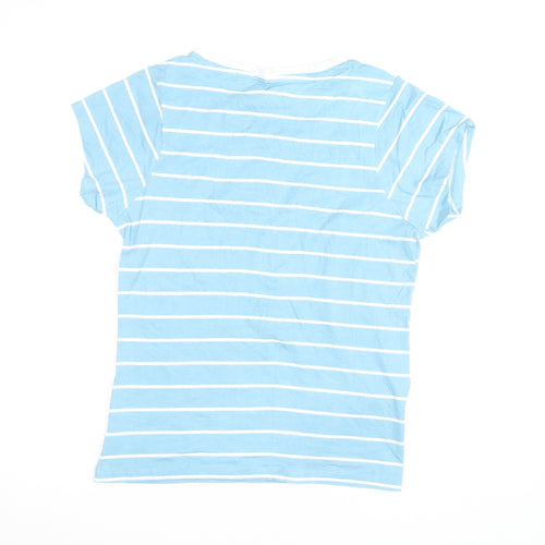 Peter Storm Women's Blue Striped Short Sleeve V-Neck T-Shirt Size 16