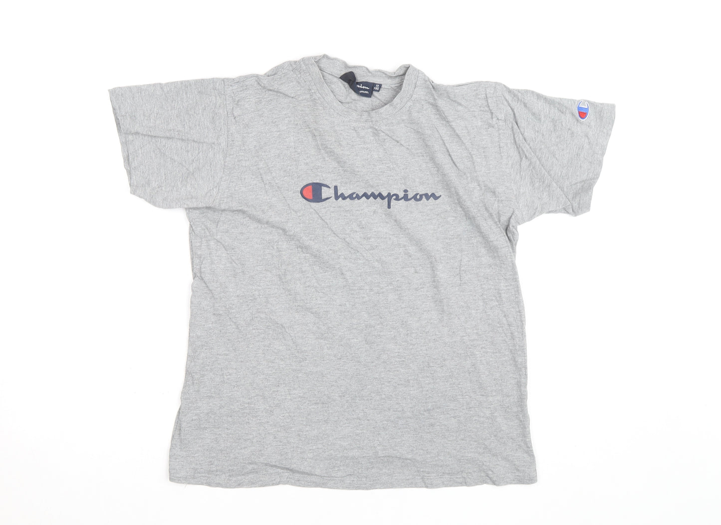 Champion Boys Grey Crew Neck Short Sleeve Sports T-Shirt Size 13 Years