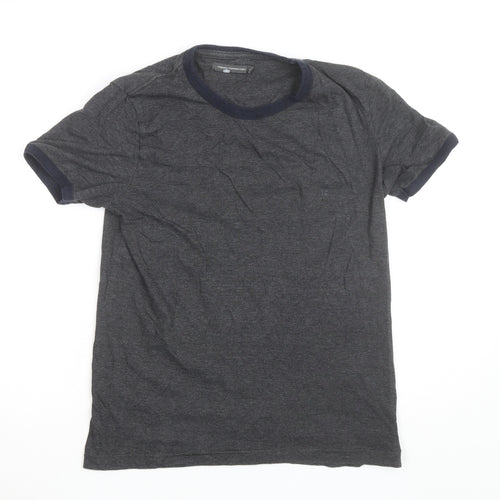 French Connection Men's Grey Crew Neck Cotton T-Shirt Medium