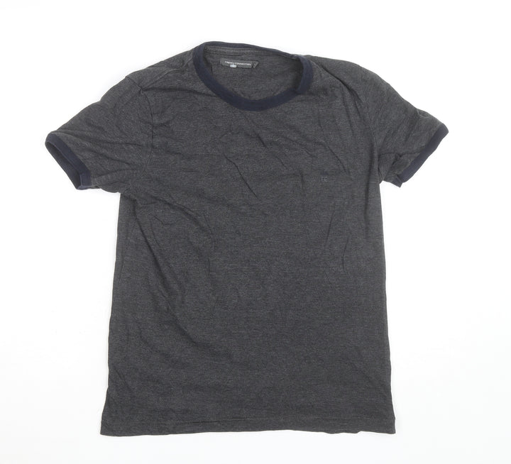 French Connection Men's Grey Crew Neck Cotton T-Shirt Medium
