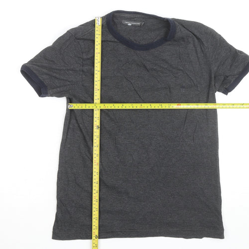 French Connection Men's Grey Crew Neck Cotton T-Shirt Medium