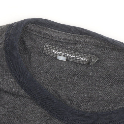 French Connection Men's Grey Crew Neck Cotton T-Shirt Medium