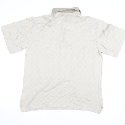 Daniel Cremieux Men's Beige Geometric Cotton Polo Shirt M