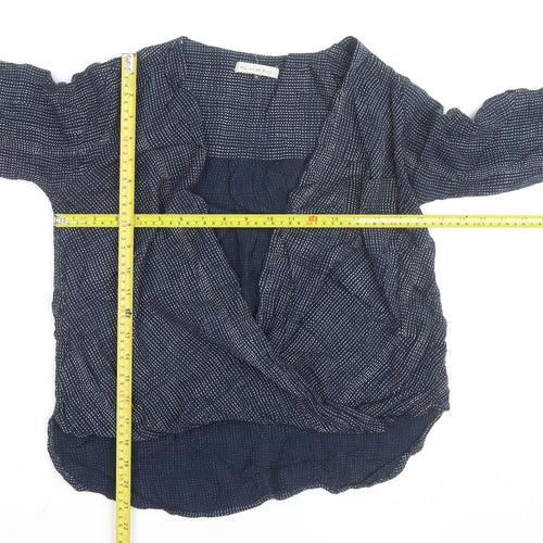 Maison de Nimes Women's Blue Wrap Blouse Size 8 Viscose Long Sleeve